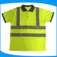 EN ISO 20471 reflective safety POLO shirt with grey color collar